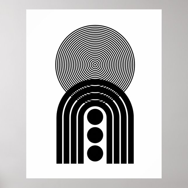 Poster Abstrait géométrique Noir moyen siècle Contemporai (Devant)