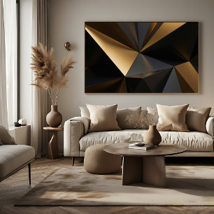 Poster Abstrait Géométrique Or Noir Luxueux