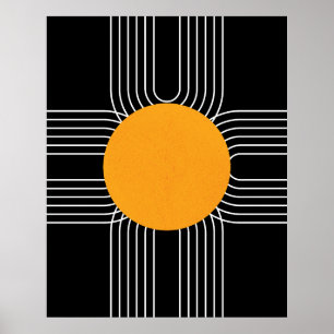 Poster Abstrait géométrique Soleil moyen siècle moderne B