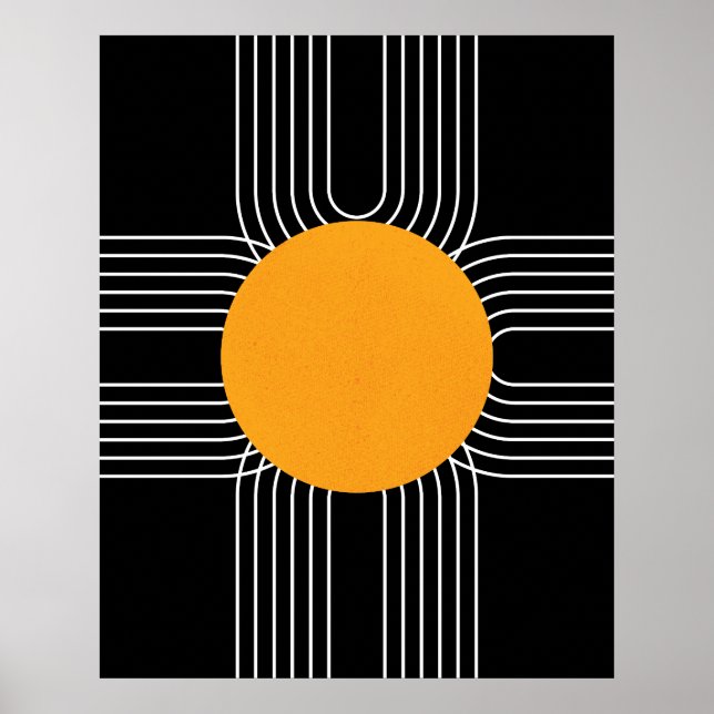Poster Abstrait géométrique Soleil moyen siècle moderne B (Devant)