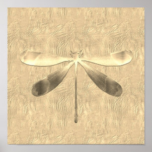 Poster Abstrait Gold Dragonfly Collage
