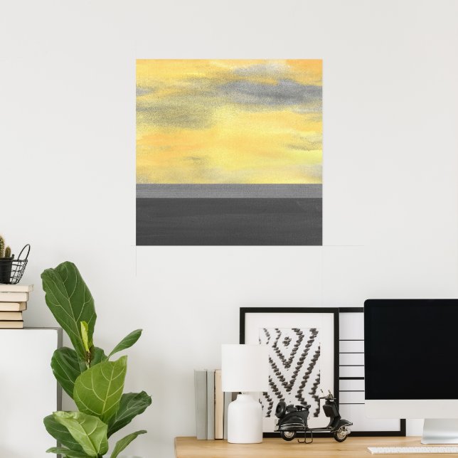 Poster Abstrait gris jaune (Bureau à domicile)