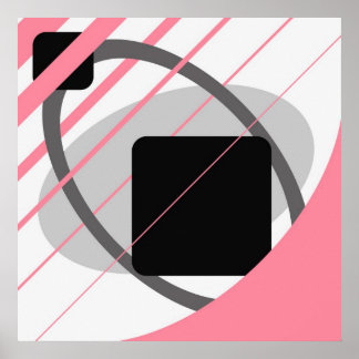Poster Abstrait gris rose blanc cassé noir AP0002