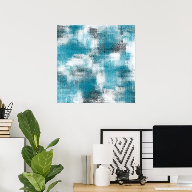 Poster Abstrait gris turquoise (Bureau à domicile)