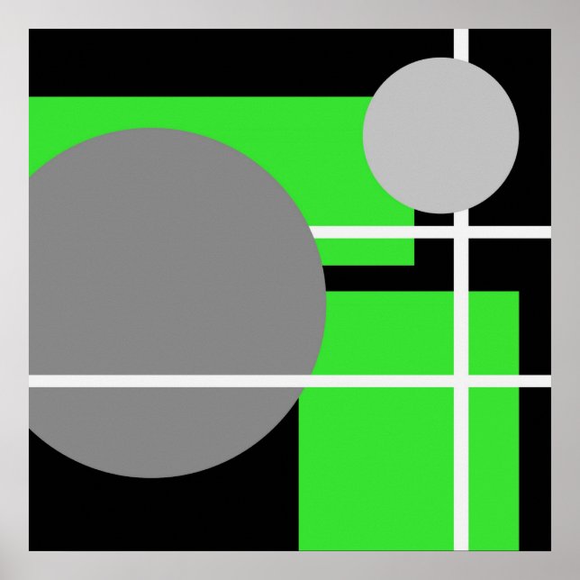 Poster Abstrait gris vert noir blanc gris AP0001 (Devant)