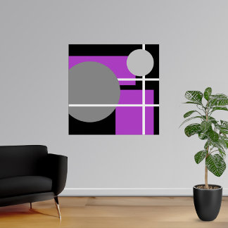 Poster Abstrait gris violet noir blanc