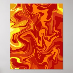 Poster Abstrait Incandescent en Rouge, Orange et Jaune