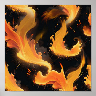Poster Abstrait incendie liquide