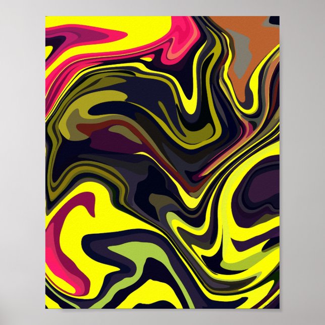 Poster Abstrait Jaune et rose (Devant)