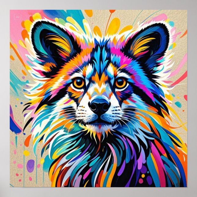 Poster Abstrait joli joyeux joyeux dessin animal (Devant)