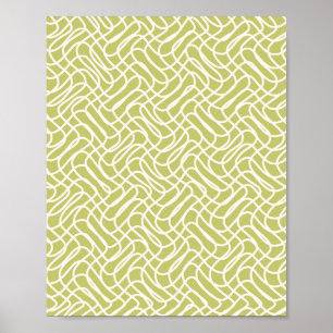 Poster Abstrait Line Motif Lime Green
