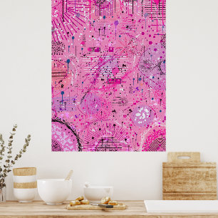 Poster Abstrait Maximaliste Rose : Sundae Framboise