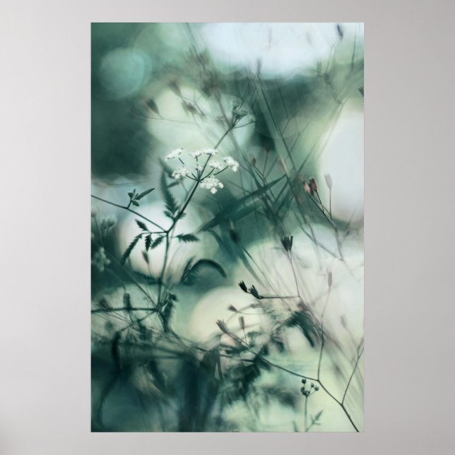 Poster Abstrait moderne Dreamy Soft Fleurs sauvages Turqu (Devant)