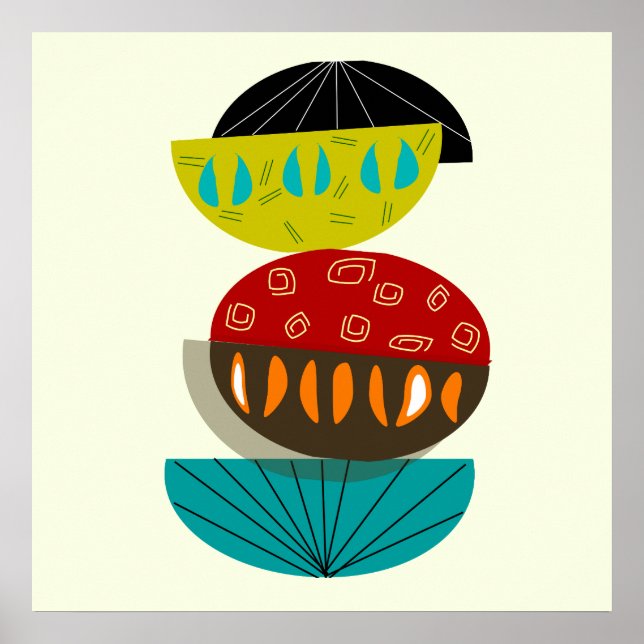 Poster Abstrait moderne du milieu du siècle #56 (Devant)