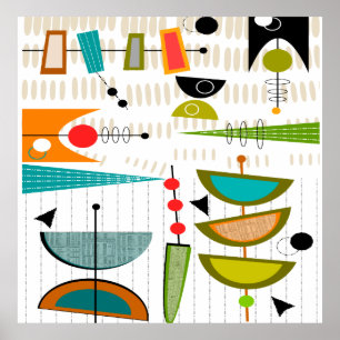 Poster Abstrait moderne inspiré au milieu du siècle
