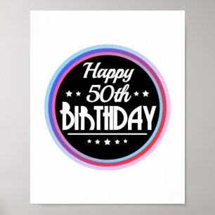 Poster Abstrait moderne Joyeux 50e anniversaire