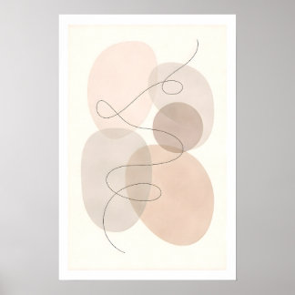 Poster Abstrait Moderne Neutre Ligne et Forme Minimales