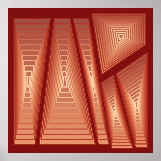 Poster Abstrait moderne - Pyramides de 3 jours, cuivre (Devant)