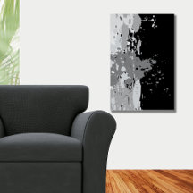 Abstrait Moderne Tache de Peinture Noir & Gris
