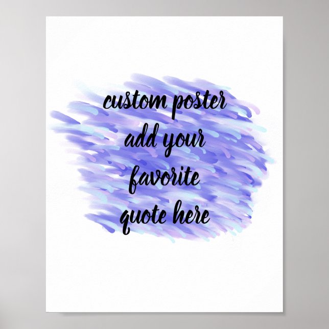 Poster abstrait moderne violet et bleu ajouter votre devi (Devant)