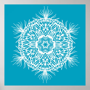 Poster Abstrait motif vintage de flocon de neige créatif.