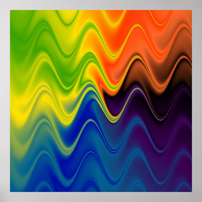 Poster Abstrait Multicolore Ondulé (Devant)