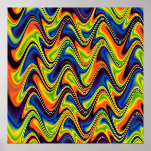 Poster Abstrait Multicolore Ondulé (Devant)