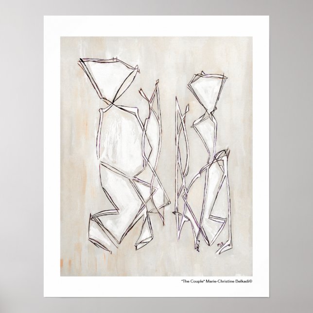 Poster Abstrait noir blanc, couple pour les cadeaux de ma (Devant)