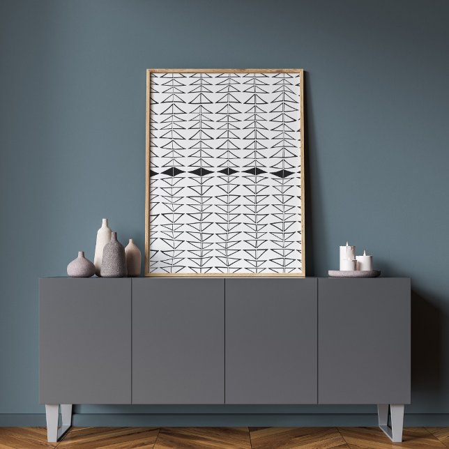 Poster Abstrait noir blanc Formes Motif ironique (Créateur téléchargé)