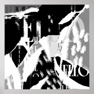 Poster Abstrait noir blanc gris
