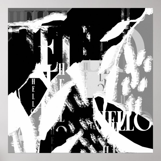 Poster Abstrait noir blanc gris (Devant)