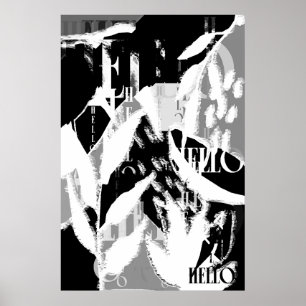 Poster Abstrait noir blanc gris