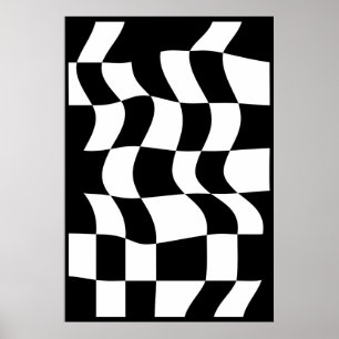 Poster Abstrait noir et blanc sur le vérificateur