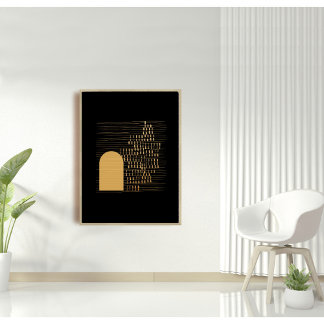 Poster Abstrait noir et or