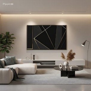Poster Abstrait Or Noir Luxueux