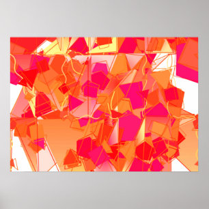 Poster Abstrait orange et rose chaud