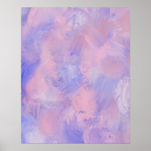 Poster Abstrait Pastel Blush Rose et Bleu