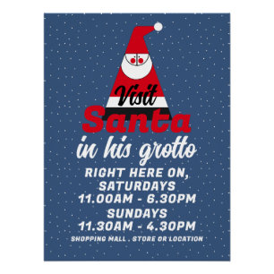 Poster Abstrait Père Noël, Santa Claus Heures d'accueil