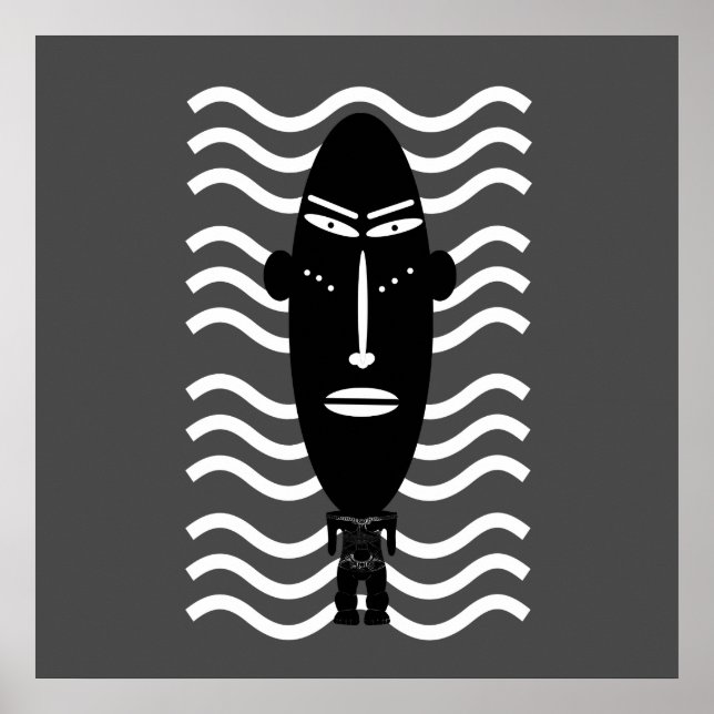 Poster abstrait portrait noir moderne (Devant)