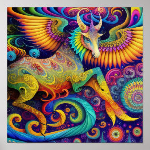 Poster Abstrait Psychedélique Créature Art