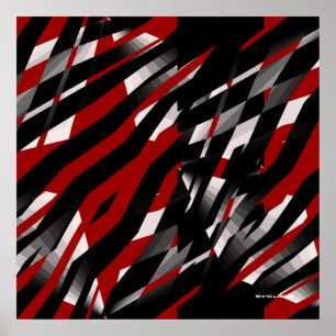 Poster Abstrait Red Zebra