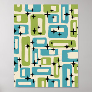 Poster Abstrait Rétro Moderne du Milieu du Siècle