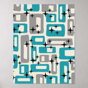 Poster Abstrait Rétro Moderne du Milieu du Siècle