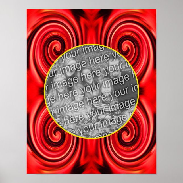 Poster Abstrait Rouges Et Jaunes Ajoutez Votre Propre Pho (Devant)
