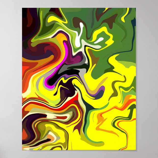 Poster Abstrait souffle de couleurs vives (Devant)