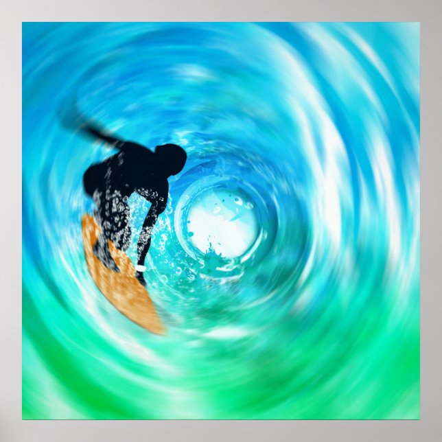 Poster Abstrait Surfer Silhouette (Devant)