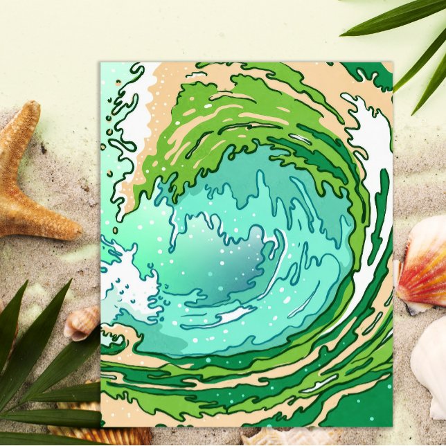 Poster Abstrait Swirl Turquoise Green Ocean Wave Art (Créateur téléchargé)
