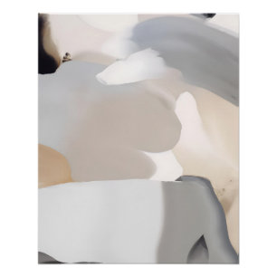 Poster Abstrait Terre Neutre avec Formes Organiques