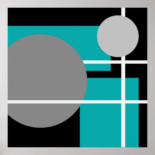 Poster Abstrait Turquoise gris noir blanc AP0001 (Devant)