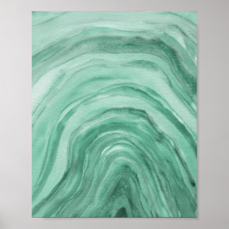 Poster Abstrait Vert Abstrait Agate Aquarelle Art